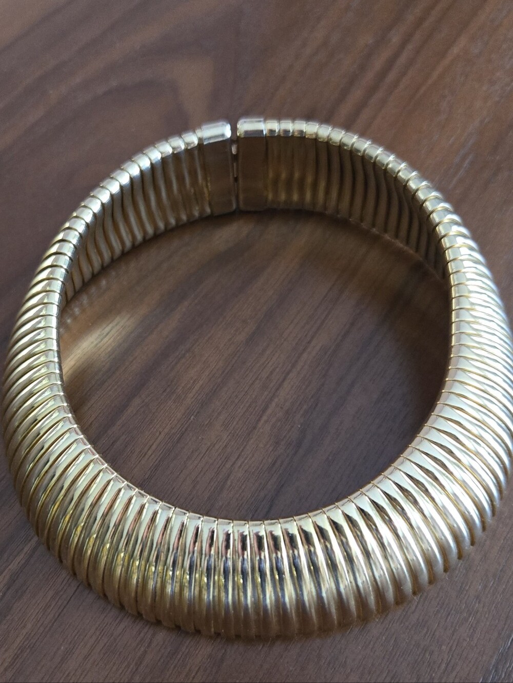 Vintage Chunky Omega Ribbed Choker Coĺlar Necklace - Studio 54 Vibes